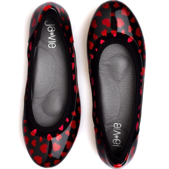 ja-vie hearts jelly flats shoes flexible casual black & red 9.5. NWOT - Picture 4 of 12